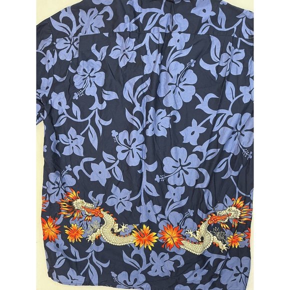 Hilo Hattie Dragons Hawaiian Shirt Mens Large Serpents Flowers Tropical - Picture 5 of 9